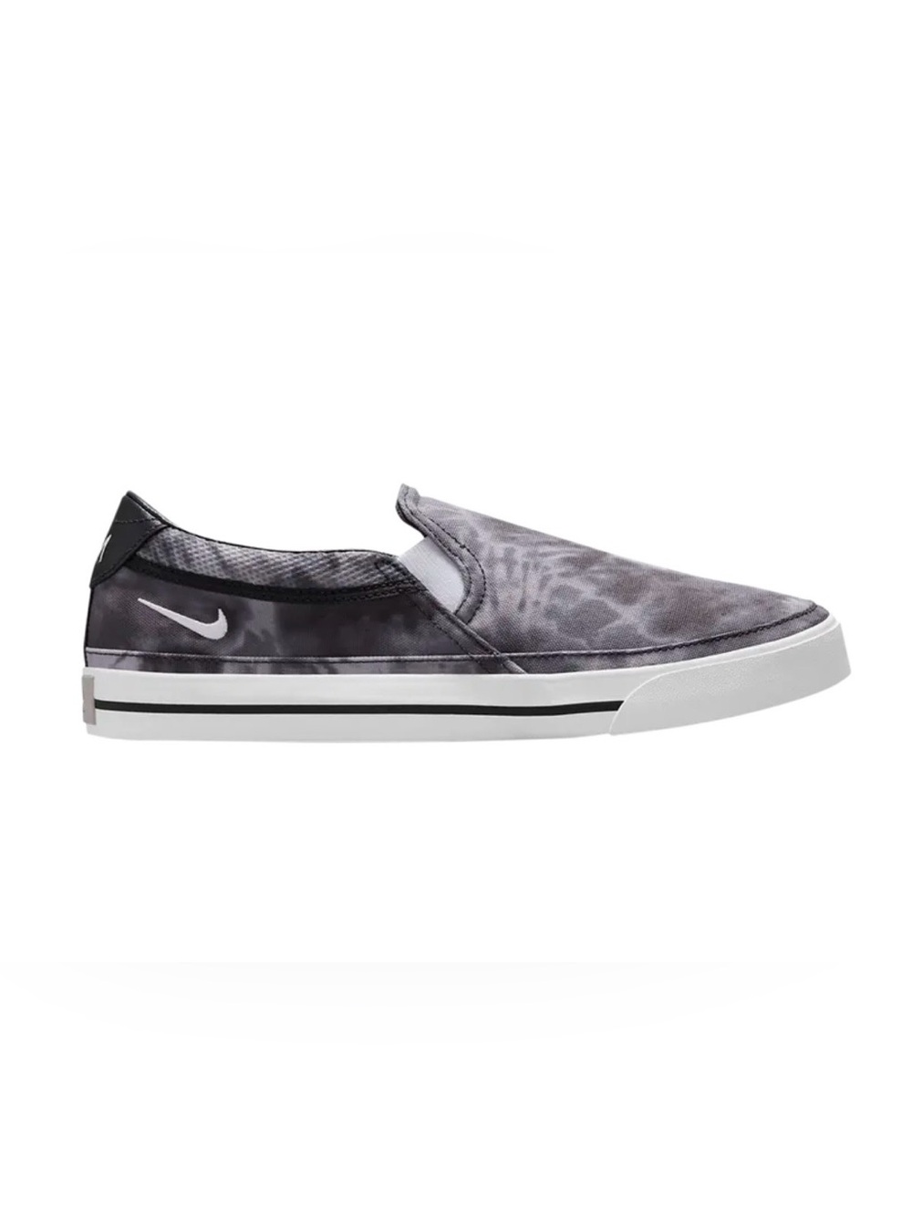Nike Men's Court Legacy SLP PT Slip-On Sneakers in Gray Tie-Dye